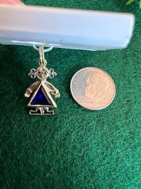 14k over Sterling Silver Triangle Girl Charm Pendant